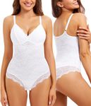 Nebility Lace Shapewear Bodysuit for Women Tummy Control Body Shaper V Neck Fajas Sculpting Tank Tops