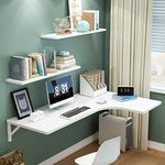 Modern Style Wall Mounted Table,Folding Table Floating Desk Stable Durable,Convertible Desk Easy to Install,Max Load 50kg/110lb,5 Colors Available (White,80 * 70 * 50cm/31 * 28 * 20in)