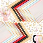 Ecoofor Flower Wrapping Paper Set, 80 Sheets Waterproof Translucent Gold Edge Floral Paper & Kraft Paper, 23 x 23 in & 23.6 x 23.6 in, with 3D Butterflies & 3 Colors Ribbons for Bouquets, Gifts & DIY Crafts