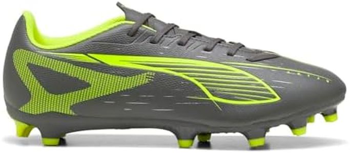 PUMA Men's Ultra 5 Play Firm, Artificial Ground Soccer Cleats Sneaker, Matte Aged Silver-Yellow Alert-puma Aged Silver, 9