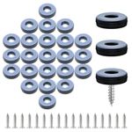 Suiwotin 24pcs 1" (25mm) Screw on Furniture Sliders, Teflon Chair Leg Slides, Round Furniture Glides with Screws for Hardwood Floors Protectors (Gray/Black)