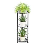 Oppro 3 Tier Metal Plant Stands Indoor Outdoor, 32" Tall Wrought Iron Flower Pot Shelf for Multiple Plants, Corner Plant Holder Rack for Patio Garden Balcony Living Room (Black)