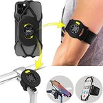 BONE Run + Bike Tie Connect Kit, 360° Rotation 2 in 1 Detachable Running Armband Bike Phone Mount for Stem or Handlebar, Compatible with iPhone 15 14 13 Pro Max, Samsung Galaxy, Fits 4.7"-7.2" Phones