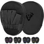 Islero Fitness Matte Black Boxing Pads Men focus Mitts Punching Women MMA Muay Thai Martial Arts KickBoxing Hook and jab Hand Target Strike Shield Training Pads (Black)