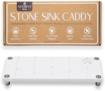 Natureva Home - Stone Sink Caddy | Absorbing Water Instantly | Made of Natural Diatomaceous Earth | Fast-Drying & Non-Slip | Luxurious Kitchen & Bathroom Organiser | Design Rain | Colour Chalk