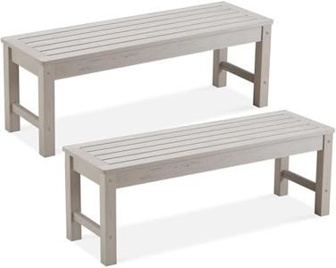 Psilvam Outdoor Bench, Two Person Poly Lumber Porch Bench, Weatherproof Garden Bench That Never Rot and Fade, All-Weather Patio Bench Suit for Garden, Porch, and Park (2pcs, Grey)