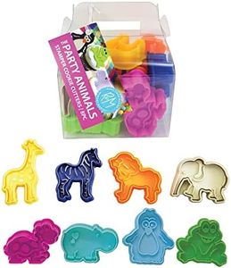 R&M Animal Cookie Stamper, Zoo Animal, Giraffe, Zebra, Lion, Elephant, Turtle, Hippo, Penguin, Frog, 2 Inch, 8 Piece Set