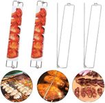 4 Pack Chicken Wing BBQ Fork with Wing Rails for Grilling, BBQ Grilling Tool Set for Chicken Wings with Wing Rails (4)