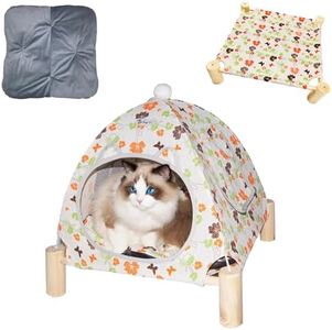 Babyezz Cat and Dog Hammock, Pet Teepee House, Removable Portable Indoor/Outdoor pet Bed, Suitable for Cats and Small Dogs (Four Leaf Flower Teepee House)