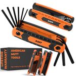 AMERICAN MUTT TOOLS Folding Allen Wrench Set – A Durable and Ergonomic Allen Key Set that Includes Metric and SAE Hex Keys - Great Tool for DIY Handyman, Construction (17pc Folding Hex Key Set)