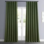 HPD Half Price Drapes Faux Linen Textured Room Darkening Curtains for Bedroom 96 Inches Long (1 Panel), 50W X 96L Curtains for Living Room Home Decor, Tuscany Green