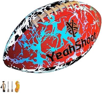 YeahShoot Holographic Football Size 9 PU Light Up Football with Pump Glow in The Dark Football for Teenagers and Adults The Football Gifts (Black and Red)