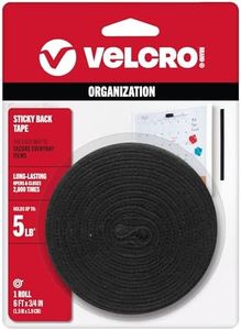 VELCRO Brand 6 Ft x 3/4 in | Sticky Back Tape Roll with Adhesive | Cut Strips to Length | Hook and Loop Fasteners | Perfect for Home, Office or Classroom, Black, 90975W