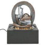 Bravich Serenity Indoor Table Top Water Feature: Small Water Fountain With Statues, LED Light & Running Water. Cascading Waterfall Ornament For Desk, Home Office, Living Room, Bedroom & More.