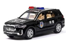 Ixora 1:32 BMW Police X5 SUV Model Car, Zinc Alloy Pull Back Toy car with Sound and Light for Kids Boy Girl Gift (Black-Colors as Per Stock)