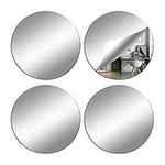 DARENYI 4Pcs Glass Round Mirror Tile, 6 inch Self Adhesive Mirror Sticker Small Circle Mirror Sheet for DIY Crafts, Glass Mirror Plates Trays for Wedding Table Centerpieces Walls Decor