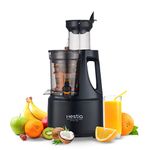 HESTIA APPLIANCES Nutrimax Xl Whole Cold Press Juicer|Slow Juicer|Fruit And Vegetable Juicer With Long Warranty,240 Watts,3 Strainers|Patented Extra Long Auger For Maximum Juice Extraction,Black