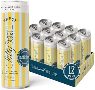Hapsy Non Alcoholic Drinks. Alcohol Free Cocktail. Zero Proof Mocktails or Mixers. Non Sparkling, Bubble Free, Ready to Drink. (12 Pack, Salty Seagull Citrus, Berry & Elderflower)