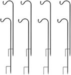 Urban Deco Shepherds Hooks Crook 8Pack Adjustable and Extendable Height Metal Stakes with Extenders Garden Stands Heavy Duty Poles Rust Resistant Hang Plants Lights Flower Baskets Lanterns (Black)