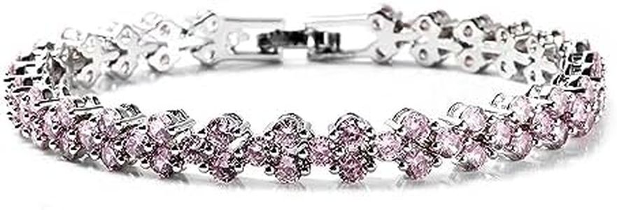 Shop LC Pink Cubic Zirconia Tennis Bracelets for Women Jewelry Wedding Birthday Gifts for Women Ct 9.6 Stone 7.25" Birthday Gifts