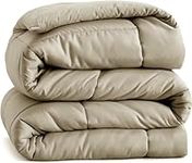 Comforter Down Alternative Microfiber Quilted Solid Comforter/Duvet Insert - Ultra Soft Hypoallergenic Bedding - Medium Warmth for All Seasons Full Comforter - Linen