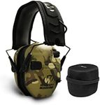 Walker's Game Ear Razor Slim Electronic Lightweight Shooting Hunting Range Hearing Protection Muffs (Multicam Tan Camo) Bundle with Protection Case (2 Items)