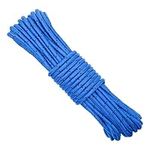 KINGLAKE Blue Nylon Rope 8mm,20m Braided Nylon Cord Hanging Rope String Strong Traction Tying Rope for Camping, Survival, Gardening, Bundling, Workshop, Outdoor Multipurpose Utility Rope