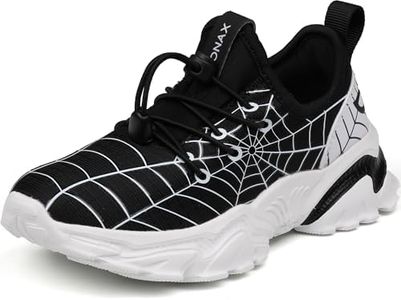 BRONAX Big Kids Shoes for Boys Youth Sneakers Size 6 Zapatos para Niños No Tie Slip Sneakers for Running Athletic Sports Tennis Gym Children Black White 40