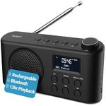 Portable Bluetooth DAB, DAB+ Radio | Rechargeable Battery or USB-C Cable Powered | 12 Hour Playback, LED Display, Headphone Jack | Dual Alarm, FM, 40+ Presets | MAJORITY Orwell