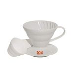 Hario V60 Ceramic Coffee Dripper | V-Shaped Cone Coffee Dripper With Heat Retention, White, Size  01