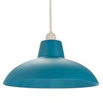 Industrial Retro Designed Matt Teal Curved Metal Ceiling Pendant Light Shade | 60w Maximum | 29cm Diameter by Happy Homewares