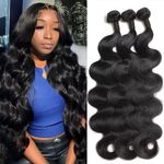 Linalian Body Wave Bundles Human Hair Weave 3 Bundles 18 20 22Inch Body Wave Brazilian Virgin Hair Wet And Wavy Bundle 12A Grade Unprocessed Human Hair Extensions Natural Black