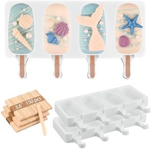 Sakolla Homemade Popsicle Silicone Molds Set, 3 PCS Ice Cream Molds with 150 Wooden Sticks for Cake Pop, Ice Pop, Cakesicles (Large/White)