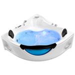 Empava 59 in. Acrylic Whirlpool Corner Bathtub Luxury 2 Person Hydromassage Water Jets Deep Soaking Massage SPA Double Ended Tub