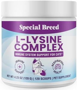 L-Lysine for Cats and Kittens – Cat Supplement for Immune, Respiratory & Eye Support – Lysine Powder with Prebiotics, Bone Broth, Krill, & DMG for Sneezing, Vision, Immunity – 120 Scoops