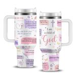 Christian Gifts for Women - Stainless Steel 40 Oz I Am a Child of God Gifts for Women Tumbler with Handle - Mothers Day, Birthday Gifts for Women, Christian Faith Jesus God Bible Verse Religious Gifts