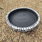 Garden Ornaments & Accessories Round Log Effect With Leaves Ground Bird Bath or Replacement Top Black and White