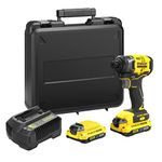 STANLEY FATMAX SBI810D2K-B1 20V 2.0Ah 6.35 mm Cordless Brushless Impact Driver With 2x2.0Ah Li-ion Batteries & 1pc Charger