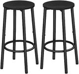 HOOBRO Bar Stools, Set of 2 Bar Chairs, Kitchen Round Height Stools with Footrest, Breakfast Bar Stools, Sturdy Steel Frame, for Dining Room, Kitchen, Party, Easy Assembly, Black BK03BY01