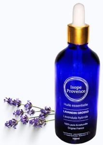 Huile Essentielle de Lavande 100 ml BIO, Producteur/Récoltant Français de la Drôme, 100% Pure et Naturelle, pour Diffuseur, Aromathérapie, Relaxation, Massages