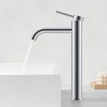 KENES Polished Chrome Vessel Sink Faucet Tall Bathroom Faucet One Handle Single Hole Modern Bathroom Sink Faucet Vanity Faucet Supply Lines Included, KE-9015A-5