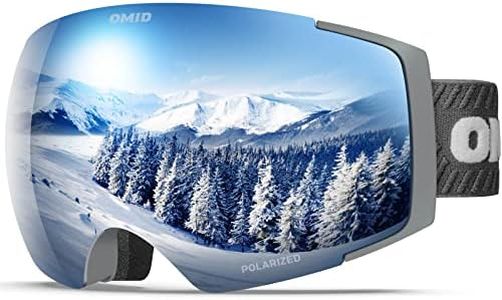 OMID Ski Goggles, V1 Polarized Anti-fog OTG Snow Goggles, Magnetic Interchangeable Lens Frameless Snowboard Goggles with UV Protection for Men Women Adult Youth