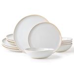 AmorArc Ceramic Dinnerware Sets,Handmade Reactive Glaze Plates and Bowls Set,Highly Chip and Crack Resistant | Dishwasher & Microwave Safe,Service for 4 (12pc)