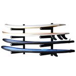 HUIMENG Surfboard Wall Rack Display Mount Storage Rack for 4 Surfboard/SUP/Snowboards/Skateboards/Kiteboards/Wakeboards/Paddleboard Wall Storage Racks,Use Indoors and Dry Spaces Outdoors, black