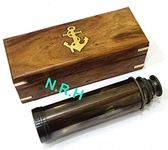 Beatiful Vintage Handcrafte Nautical Telescope Brass/Wood Spyglass Telescope With Rosewood Box,14''