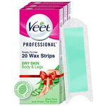 Veet Professional Waxing Strips Kit for Dry Skin, 20 Strips (Pack of 3) | Gel Wax Hair Removal for Women | Up to 28 Days of Smoothness | No Wax Heater or Wax Beans Required