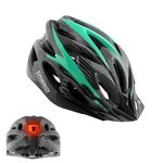 Synergy Cycling Helmet with Front Visor for Smooth Riding and Light Weight Adjustable Bicycle Helmet (Led Green, with LED)