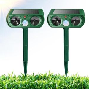 Gebatule 2 Pack Solar Ultrasonic Animal Repellent Outdoor Repel Cat, Squirrel, Deer, Raccoon, Skunk, Rabbit, Rat, Dog, Waterproof with Motion Detector