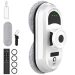 OUOAENR Window Cleaning Robot, 5600Pa Automatic Window Cleaning Robot with Safety System, Smart Navigation, Remote Control, Edge Detection, Glass Cleaners for All Smooth Surfaces, with 10 Cloths