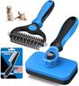 Professional 3PCS Self Cleaning Slicker Brush & Pet Grooming Rake & Flea Comb for Dogs,Cats and Horses | Double-Sided Dematting Comb & Skin Friendly Deshedding Grooming Tool | Pet Supplies (Blue)